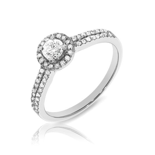 Gold Halo Ring with Round Diamond – Ethereal Orbit | Halo Rings