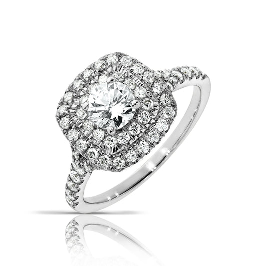 Ring in White Gold with Round Diamonds – Lunar Halo | Origins