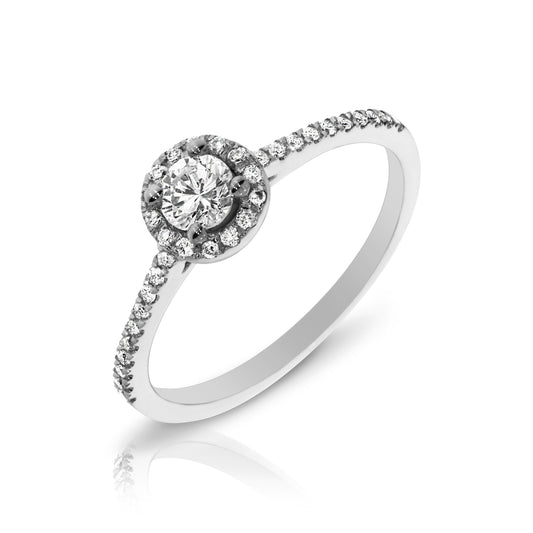 Gold Halo Ring with Round Diamond – Celestial Halo | Halo Rings