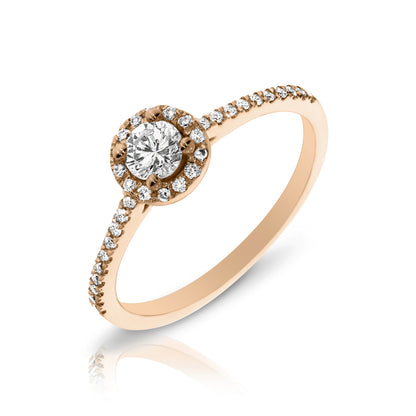 Gold Halo Ring with Round Diamond – Celestial Halo | Halo Rings