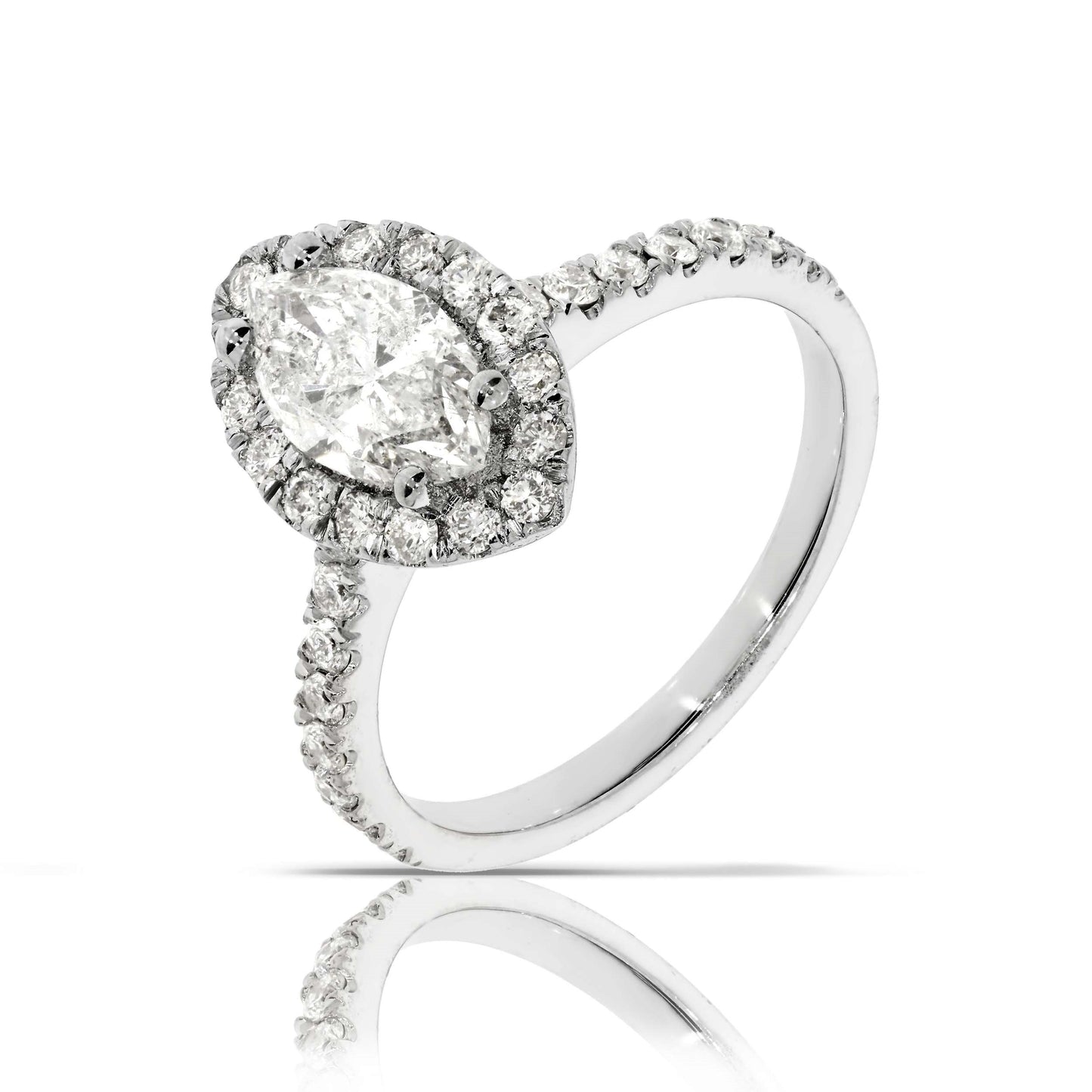 Halo Ring in White Gold with Marquise Diamond – Celestial Embrace