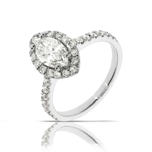 Halo Ring in White Gold with Marquise Diamond – Celestial Embrace