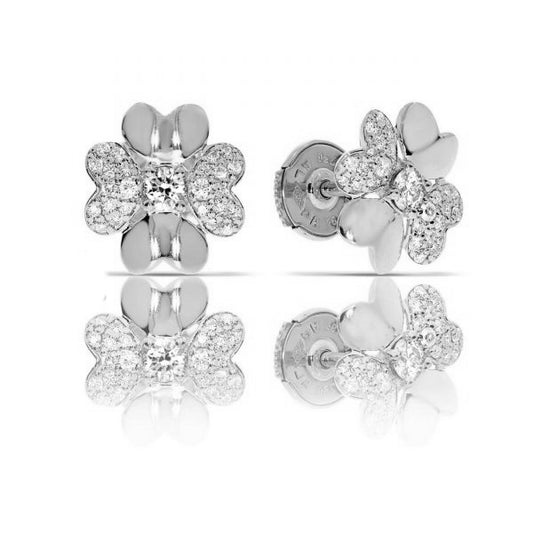 Earrings in Gold with Round Diamonds – Celestial Blossoms