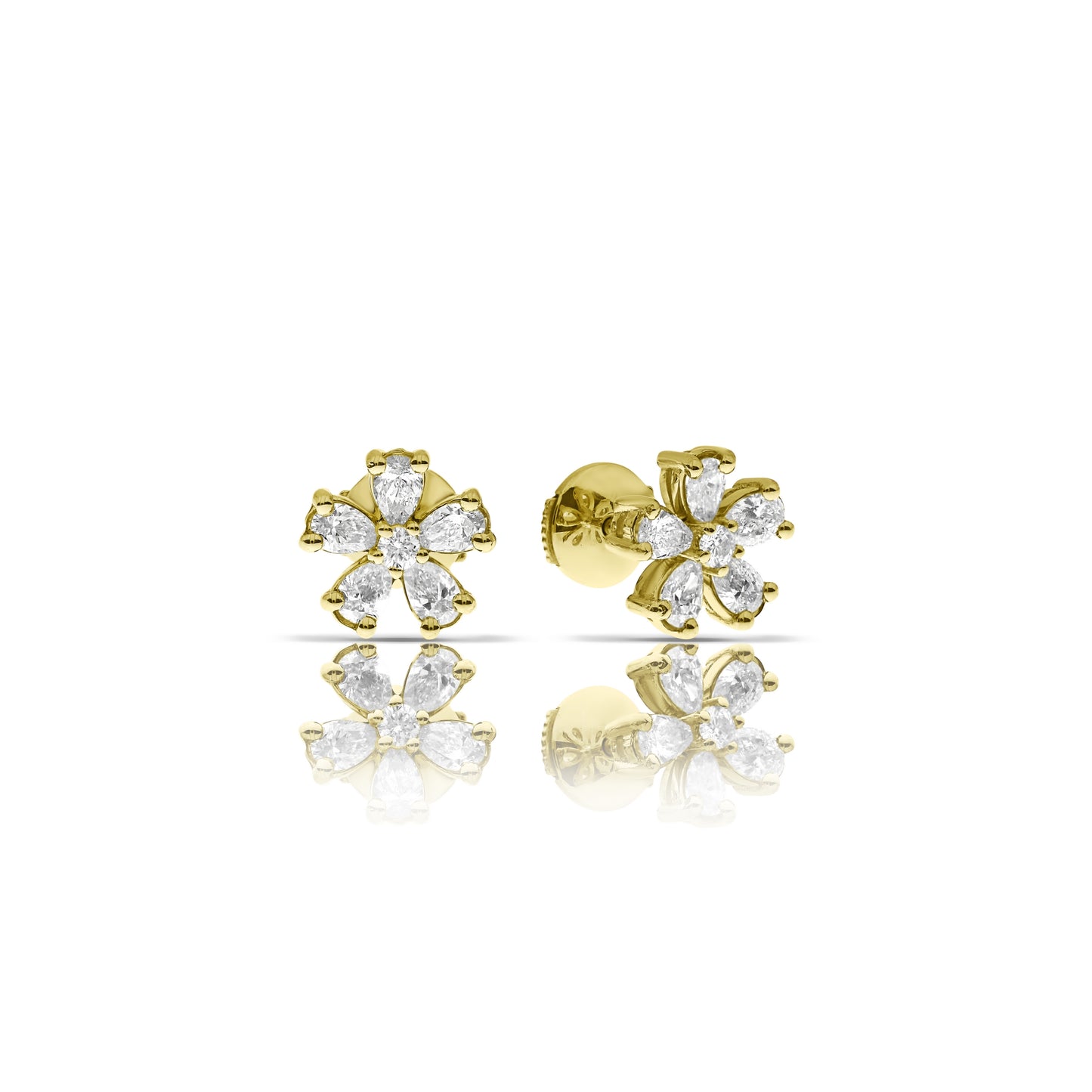 Boucles d'oreilles à tige en diamant de 0,85 carat Fleurs de printemps