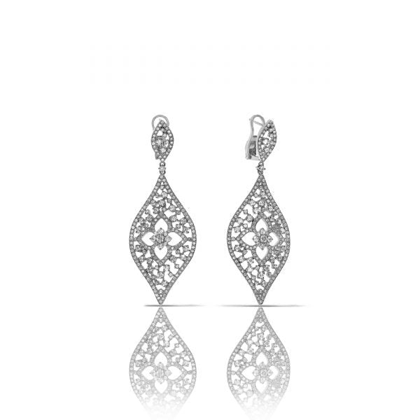 Drop Earrings in Gold with Round Diamonds – Celestial Petals