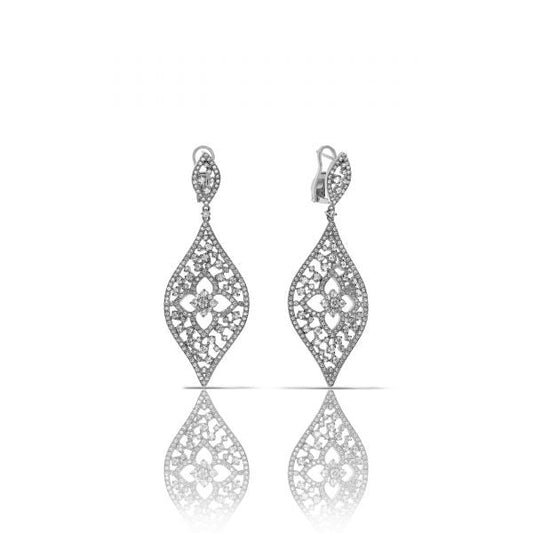 Drop Earrings in Gold with Round Diamonds – Celestial Petals