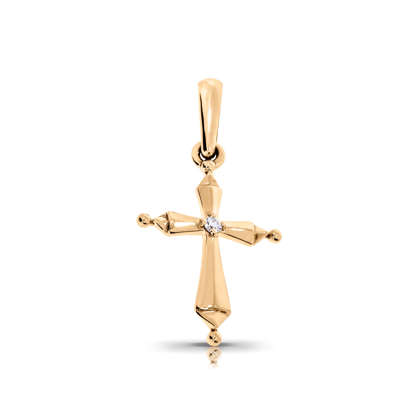 Gold Cross Pendant with Round Diamond – Celestial Faith | Cross Pendants