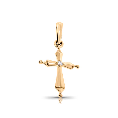 Gold Cross Pendant with Round Diamond – Celestial Faith | Cross Pendants