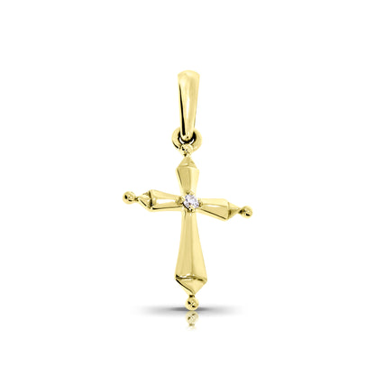 Gold Cross Pendant with Round Diamond – Celestial Faith | Cross Pendants
