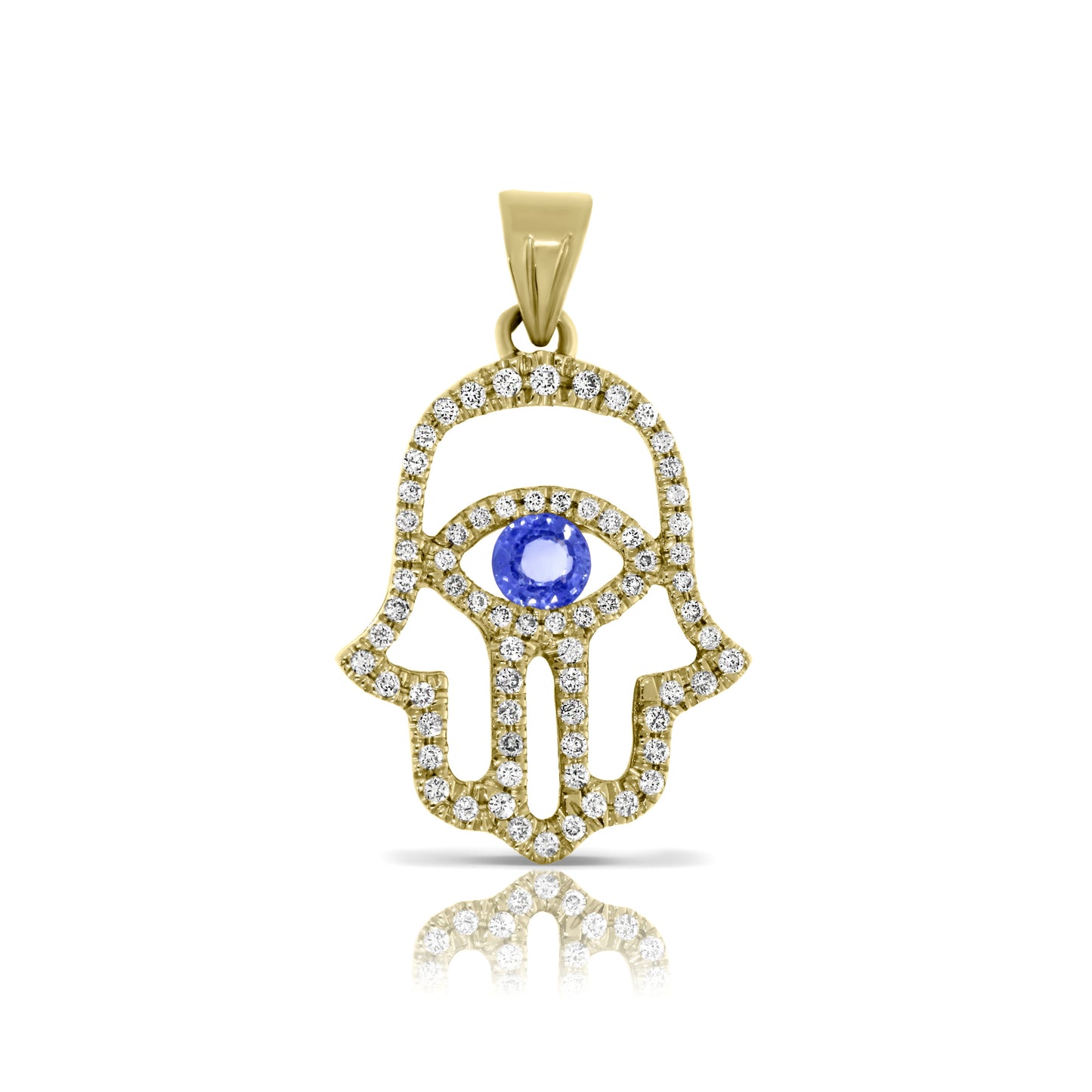 Pendentif Hamsa en saphir et diamant avec prière