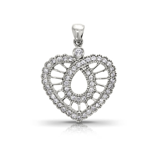 Gold Heart Pendant with Round Diamonds – Eternal Embrace