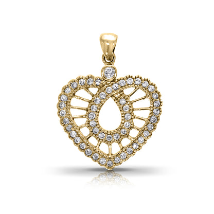 Gold Heart Pendant with Round Diamonds – Eternal Embrace