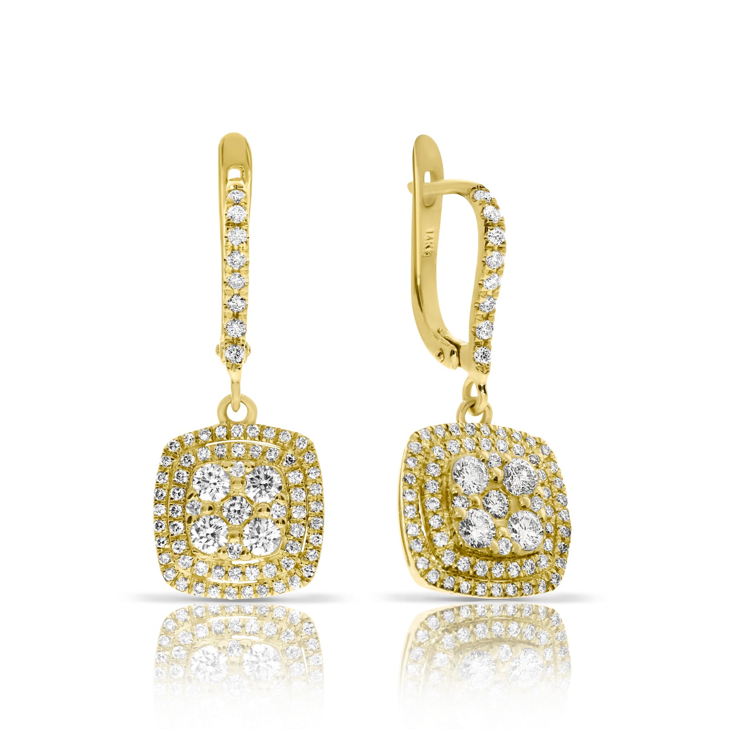 Drop Earrings in White Gold with Round-Cut Diamonds – Lunar Elegance | Nocturne
