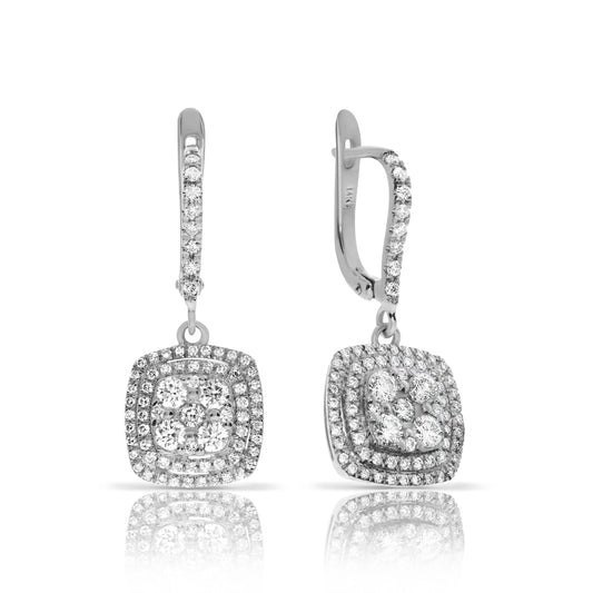 Drop Earrings in White Gold with Round-Cut Diamonds – Lunar Elegance | Nocturne