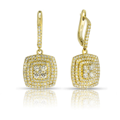 Gold Drop Earrings with Round Diamonds – Cascading Luminescence | Drop Earrings