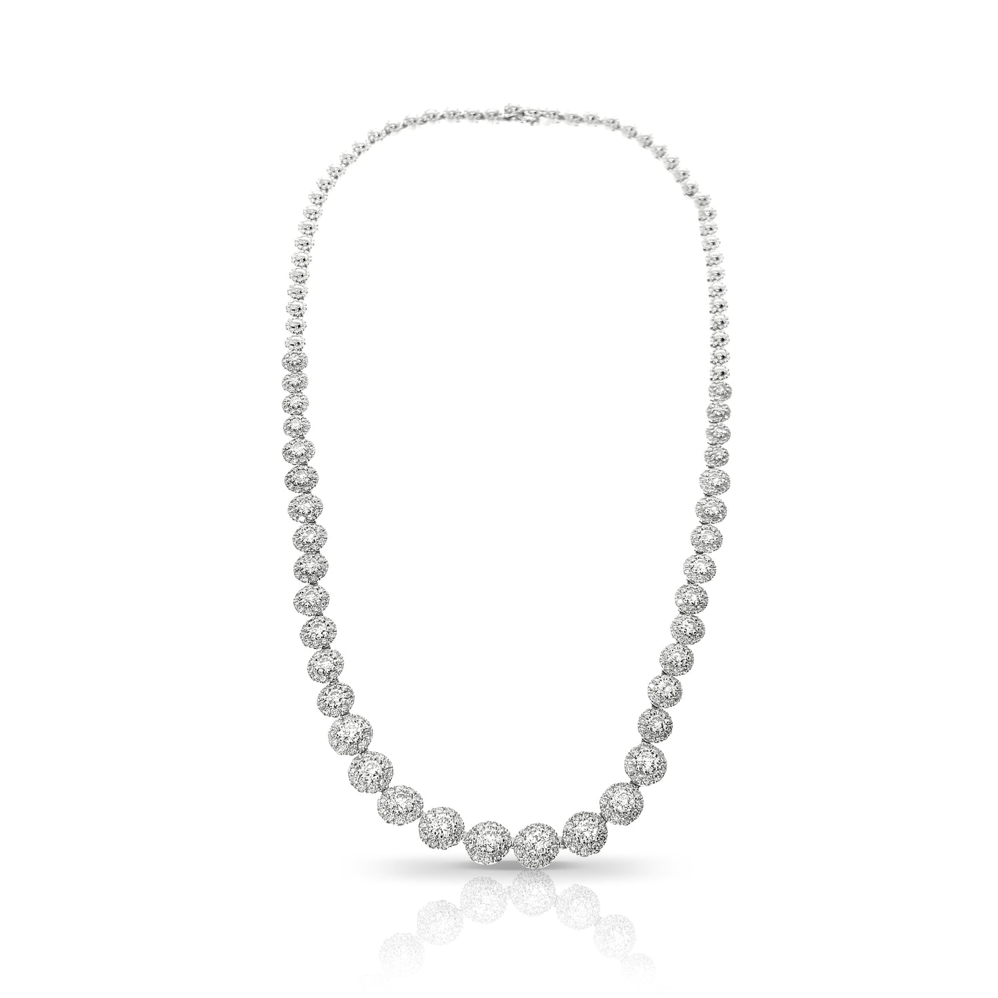 Diamond Necklace in White Gold with Round-Cut Diamonds – Ethereal Symphony