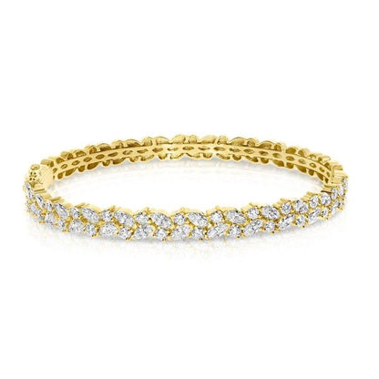 White Gold Bangle Bracelet with Marquise Diamonds – Celestial Garland