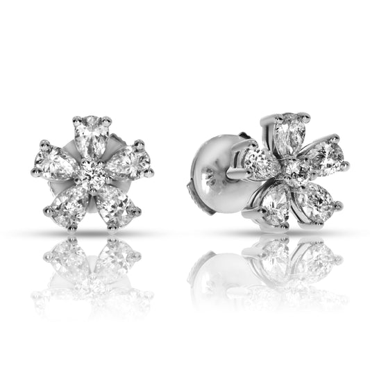 Boucles d'oreilles à tige en diamant de 0,85 carat Fleurs de printemps