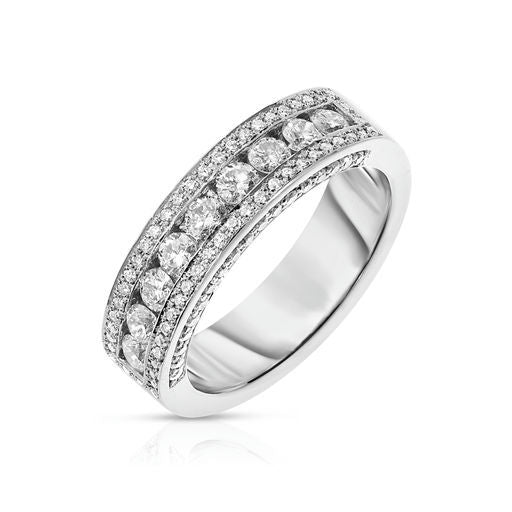 Gold Eternity Ring with Round Diamonds – Celestial Whispers | Eternal Aurora