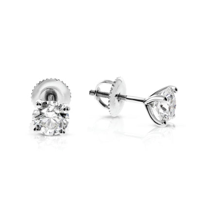 Stud Earrings in White Gold with Round Diamond – Celestial Radiance