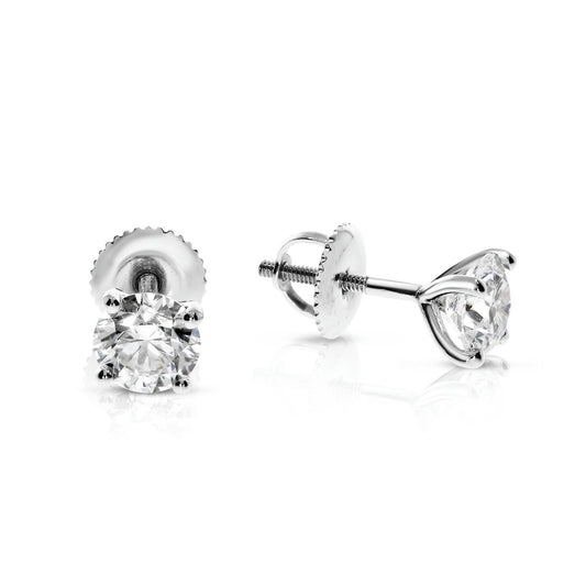 Stud Earrings in White Gold with Round Diamond – Celestial Radiance
