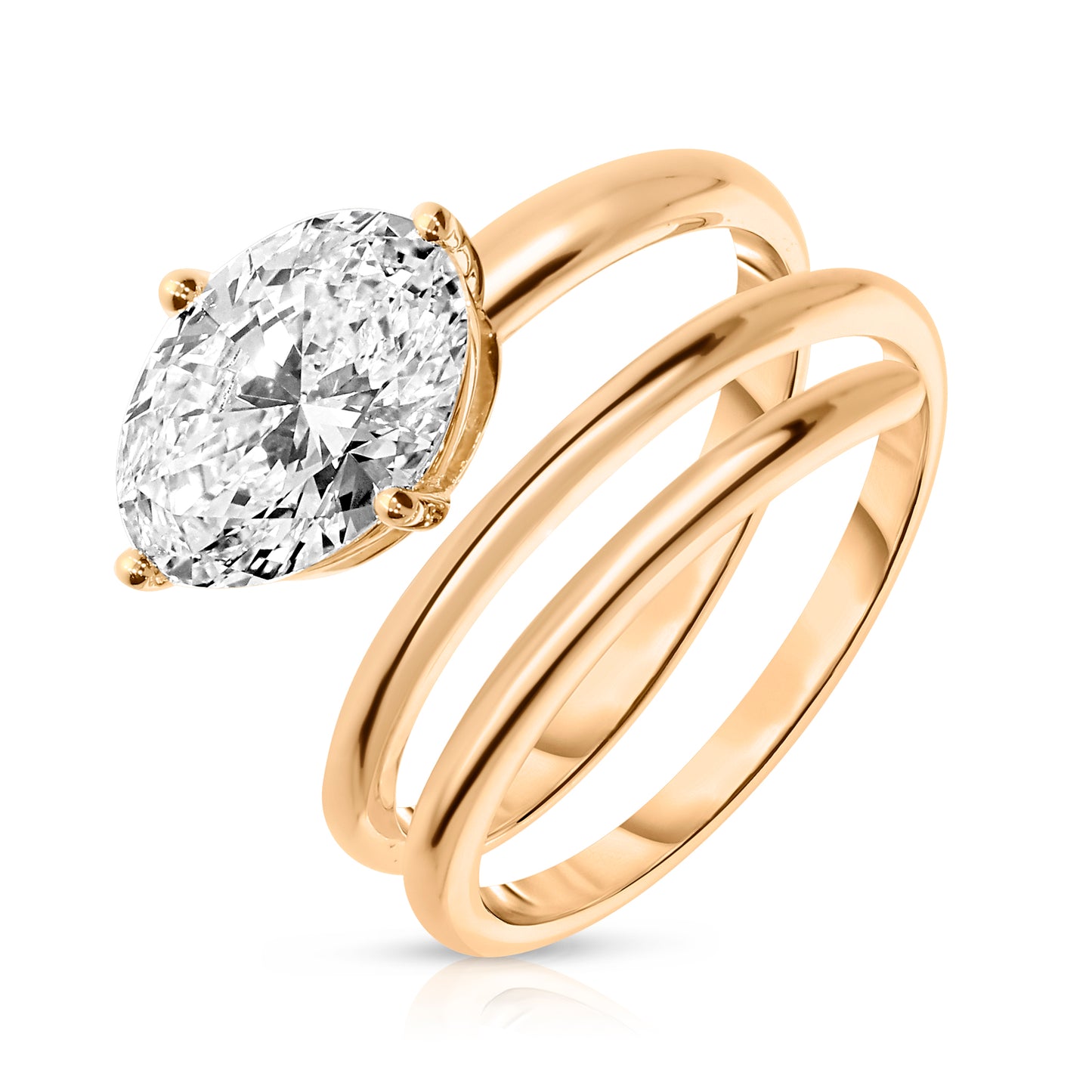 Solitaire Ring in White Gold with Oval Diamond – Lunar Whisper | Celestial Solitude