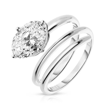 Solitaire Ring in White Gold with Oval Diamond – Lunar Whisper | Celestial Solitude
