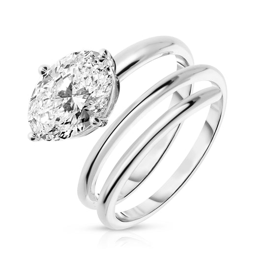 Solitaire Ring in White Gold with Oval Diamond – Lunar Whisper | Celestial Solitude