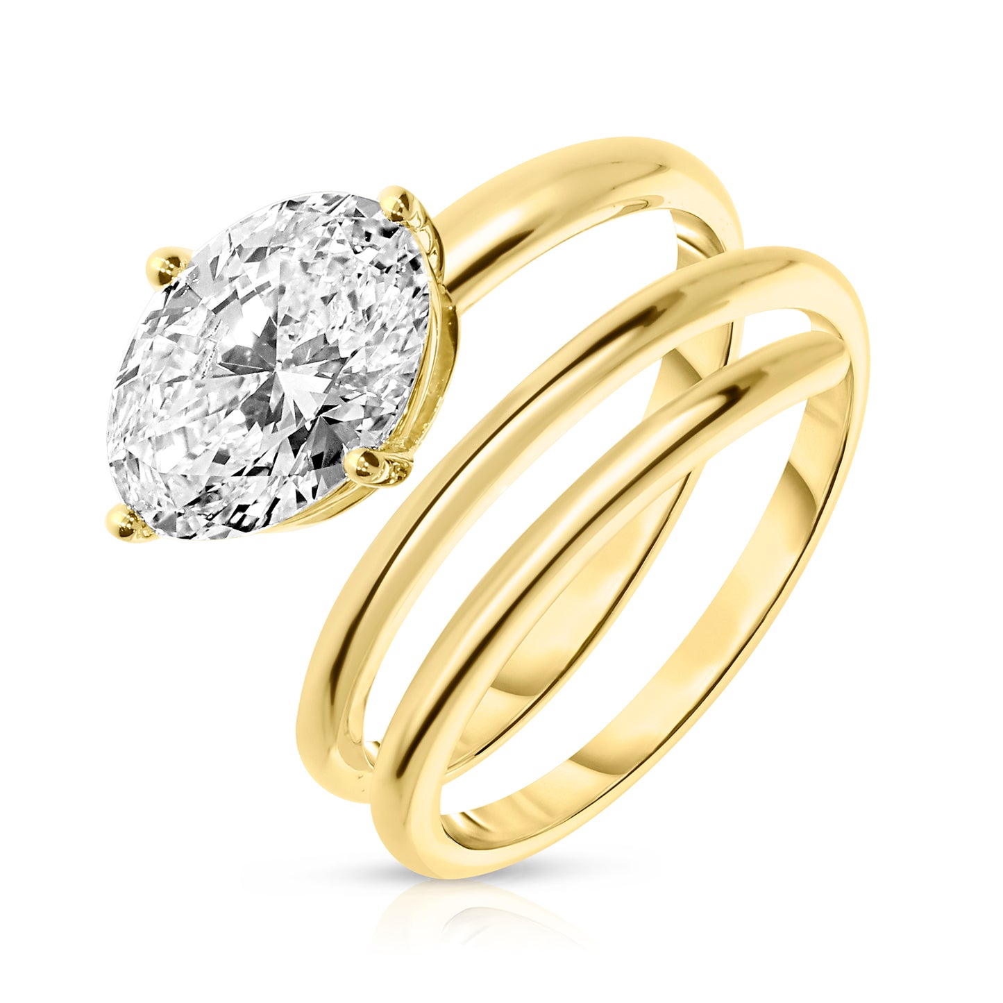 Solitaire Ring in White Gold with Oval Diamond – Lunar Whisper | Celestial Solitude