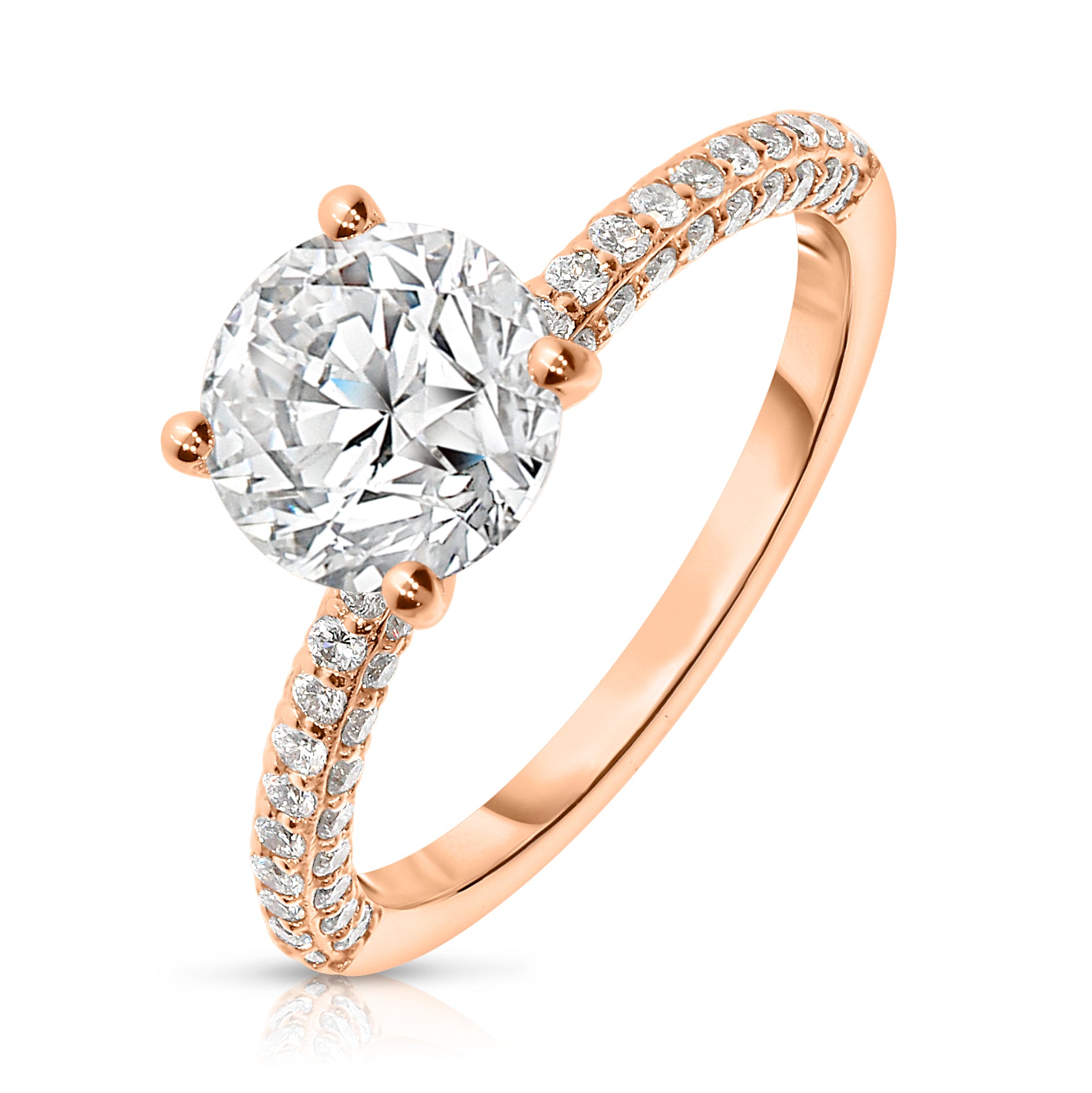 Experience the celestial beauty with the “Celestial Whisper” Gold sidestone ring. Featuring a luminous round-cut diamond and shimmering sidestones, it embodies the serene night sky. Perfect for celebrating love or personal milestones.
