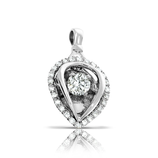 Experience the grace of the cosmos with the Celestial Embrace gold pendant, featuring a dazzling round diamond in a teardrop-shaped embrace. Ideal for cherished milestones.