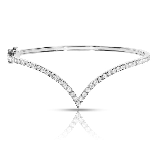 Bracelet jonc en V avec diamants de 1,50 carat et diadème