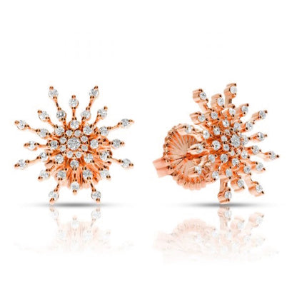 Stud Earrings in Gold with Round Diamonds – Celestial Radiance |