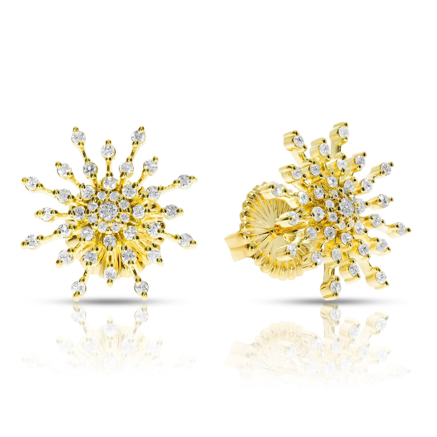 Stud Earrings in Gold with Round Diamonds – Celestial Radiance |