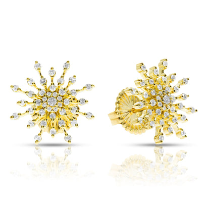 Stud Earrings in Gold with Round Diamonds – Celestial Radiance |