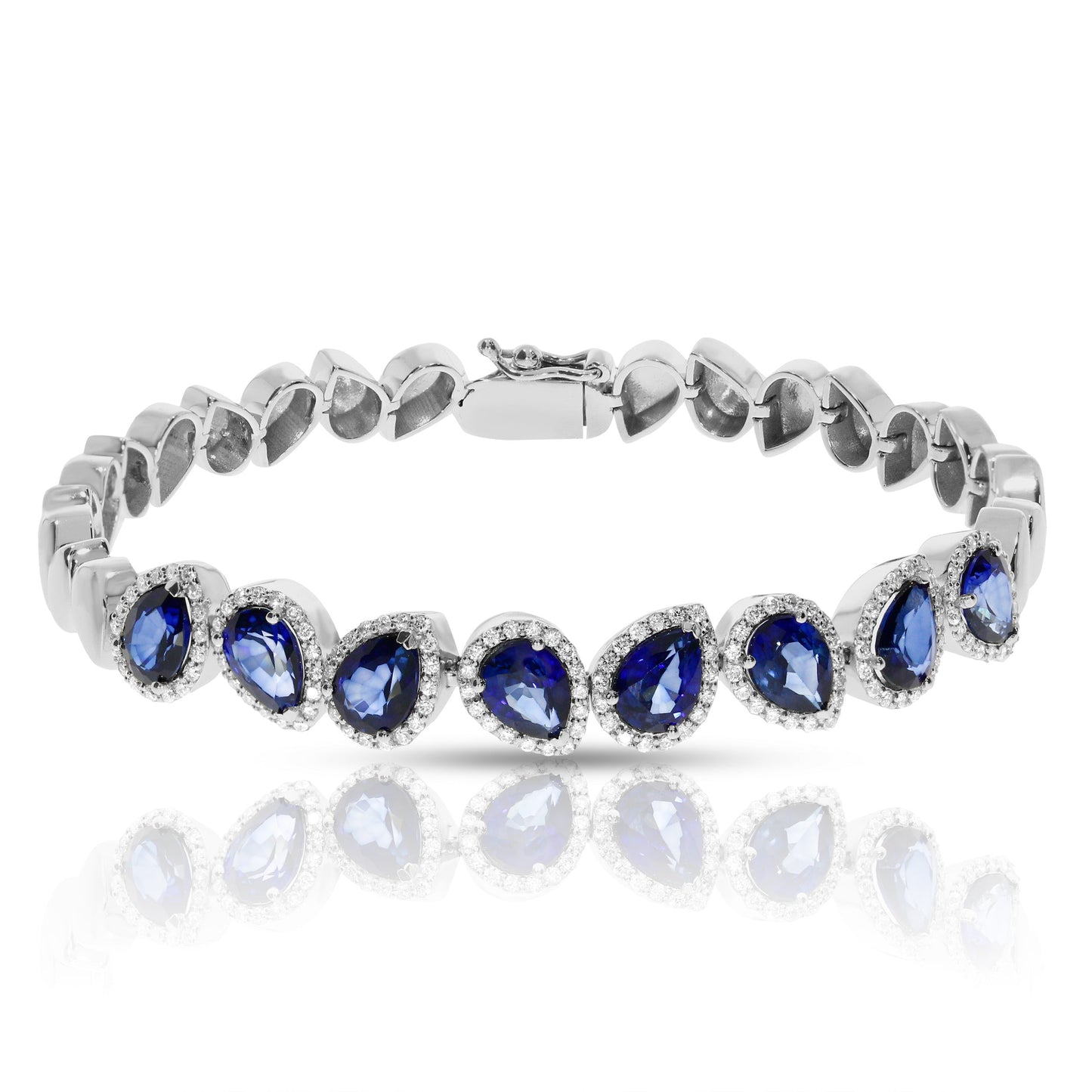 Bracelet in White Gold with Pear-Cut Sapphires – Celestial Cascade