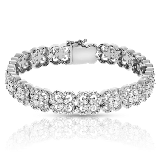 Bracelet tennis en diamant de 6,50 carats à motif floral