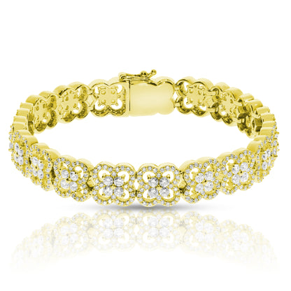 Bracelet tennis en diamant de 6,50 carats à motif floral