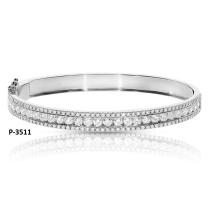 Gold Bangle Bracelet with Round Diamonds – Celestial Harmony | Bangle Bracelets