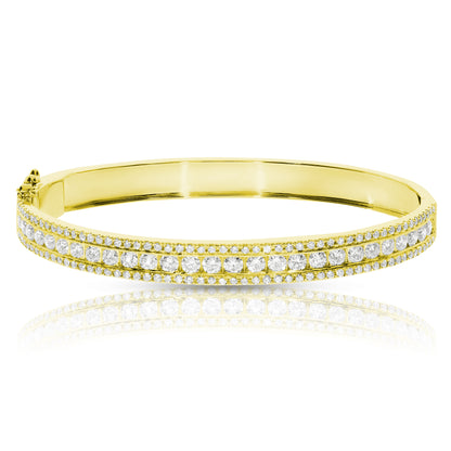 Gold Bangle Bracelet with Round Diamonds – Celestial Harmony | Bangle Bracelets