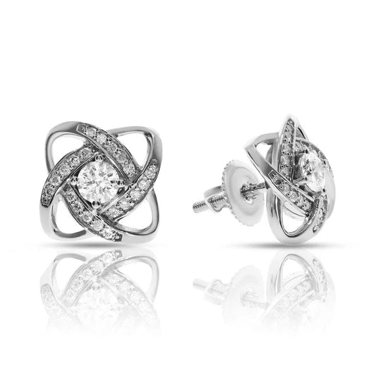Stud Earrings in Precious Metal with Round Diamonds – Celestial Harmony