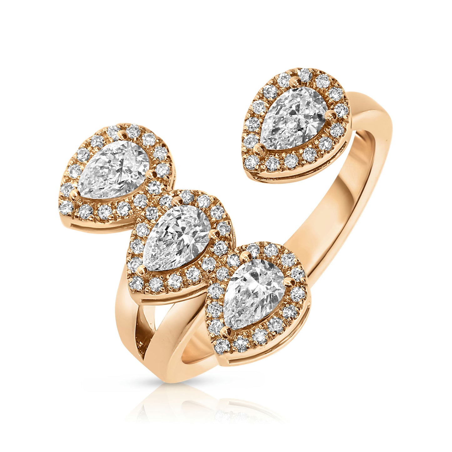 Sidestone Ring in White Gold with Pear Shaped Diamonds – "Celestial Cascade" |