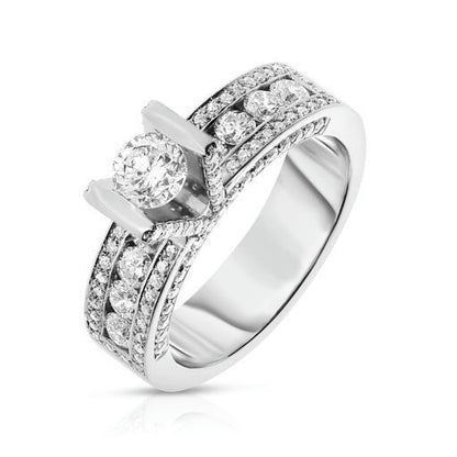 Sidestone Ring in White Gold with Round Diamond – Celestial Harmony