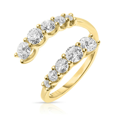 Gold Sidestone Ring with Round Diamonds – Celestial Embrace |