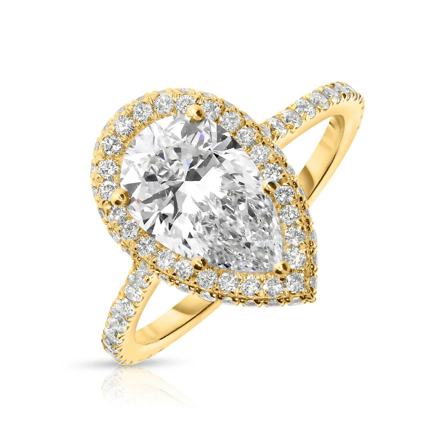 Gold Halo Ring with Pear Diamond – Tears of the Moon | Celestial Collection
