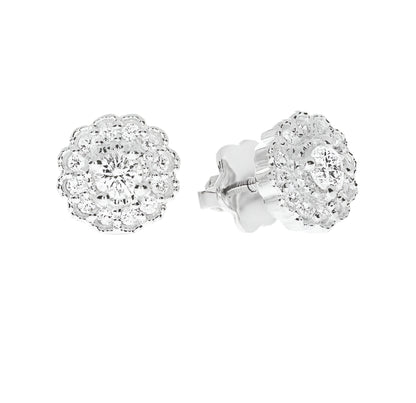 Stud Earrings in Gold with Round Diamonds – Celestial Blossoms
