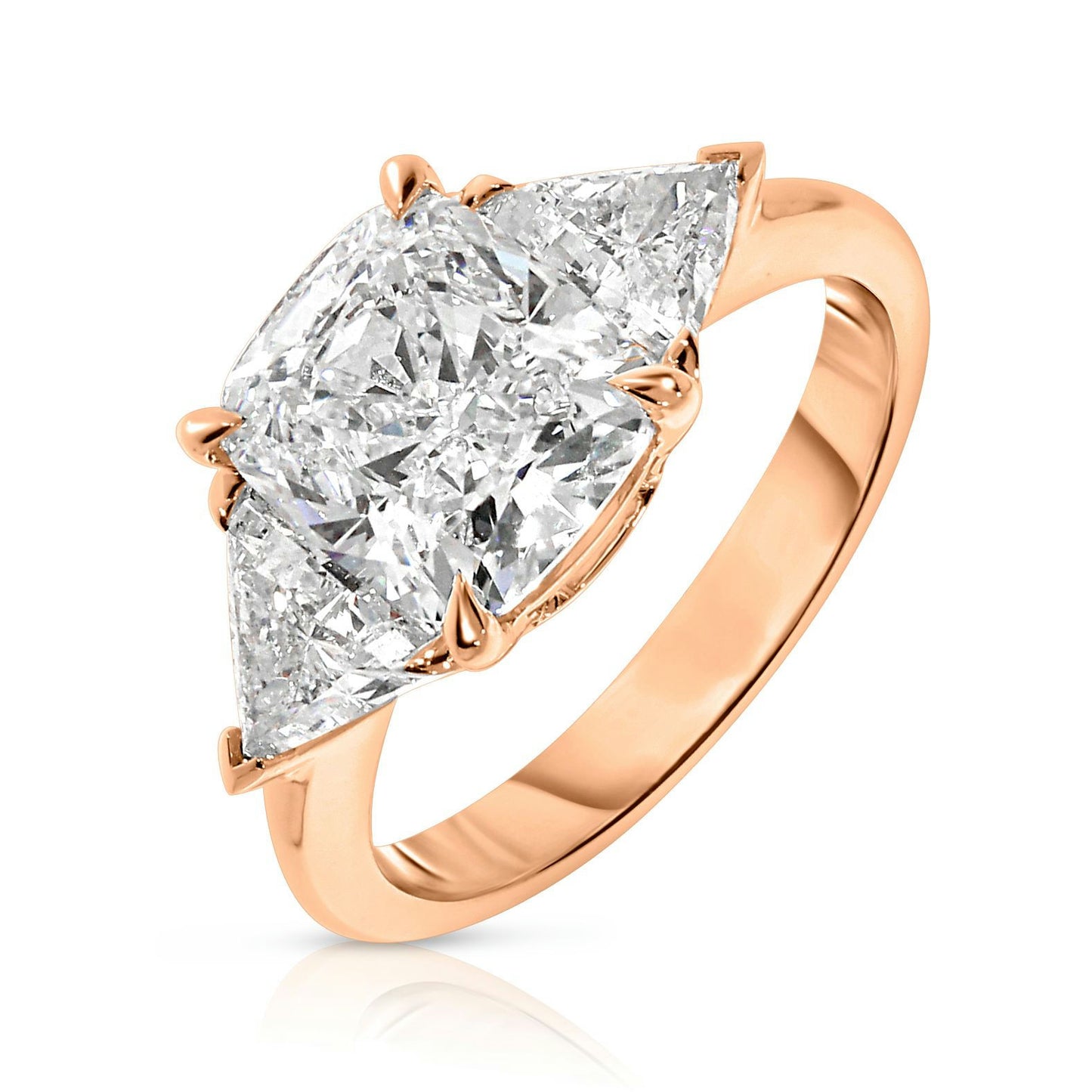 Gold Sidestone Ring with Cushion Diamond – The Celestial Empress | Signature Collection