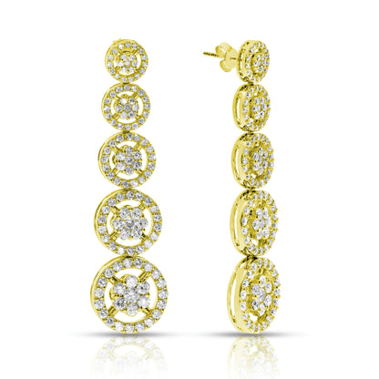 Diamond Drop Earrings in Gold – Starlit Cascade
