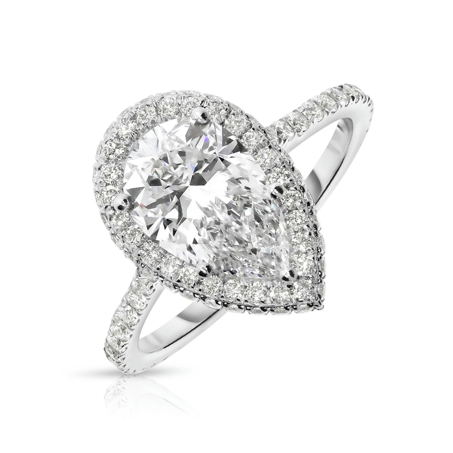 Gold Halo Ring with Pear Diamond – Tears of the Moon | Celestial Collection