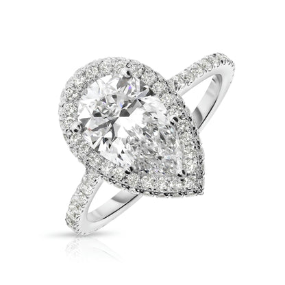 Gold Halo Ring with Pear Diamond – Tears of the Moon | Celestial Collection